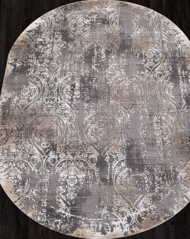 Ковер турецкий 04078C ARMINA (PP Heatset Высокоплотный, бежевый, серый) овальный